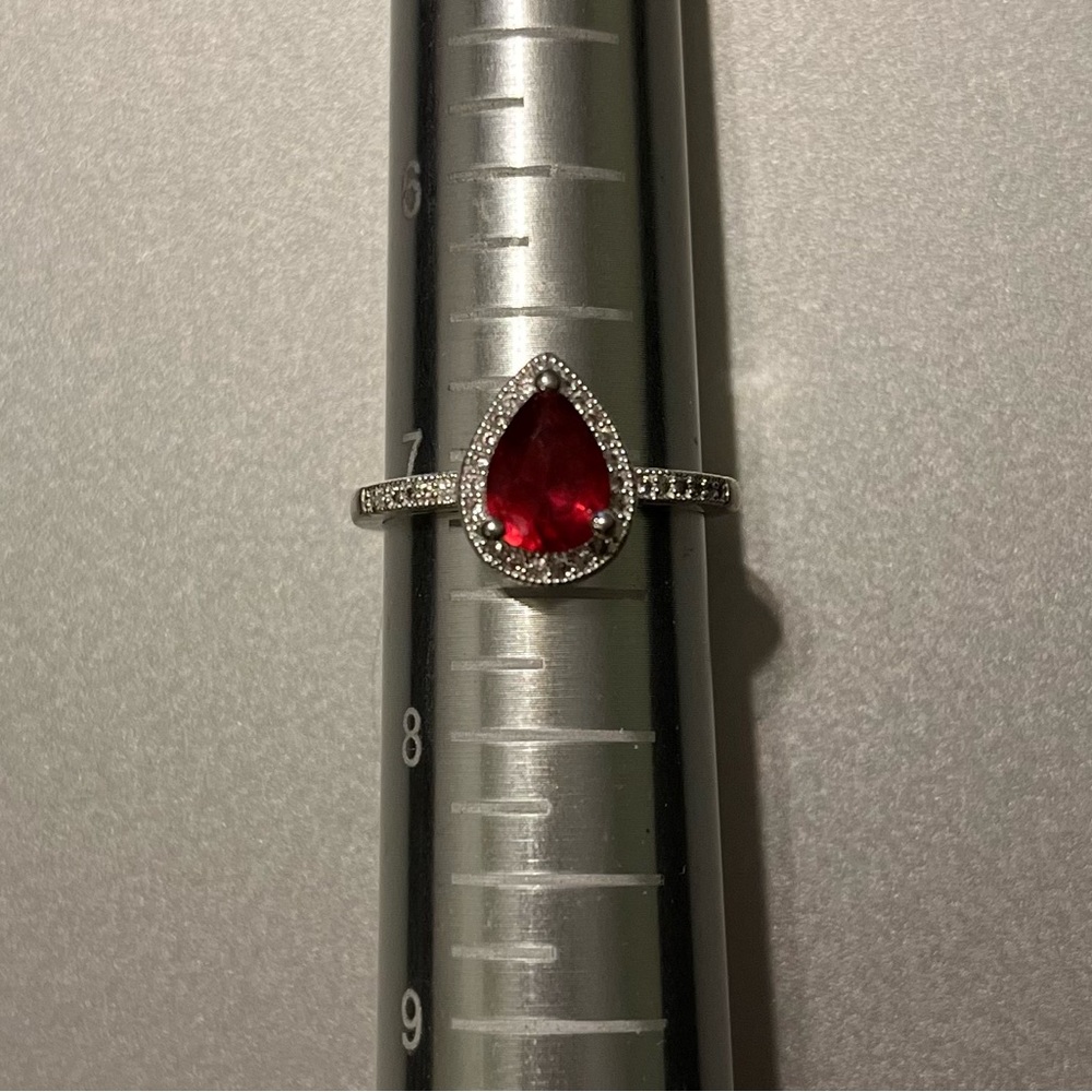 Pear Shaped Lab Created Ruby Ring